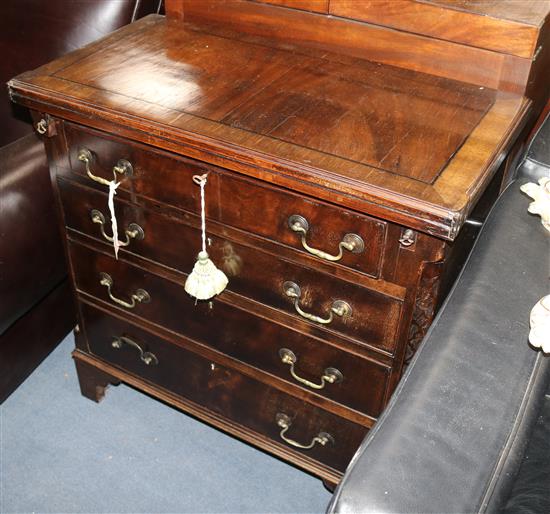 A small George I style banded walnut bachelors chest W.74cm